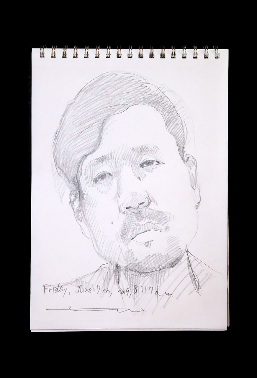 Contemporary artist SHINTAKU Tomoni's 2019/6/7 Self-portrait or pencil drawing