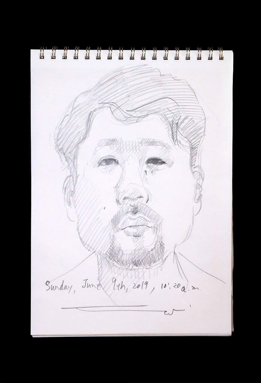 Contemporary artist SHINTAKU Tomoni's 2019/6/9 Self-portrait or pencil drawing