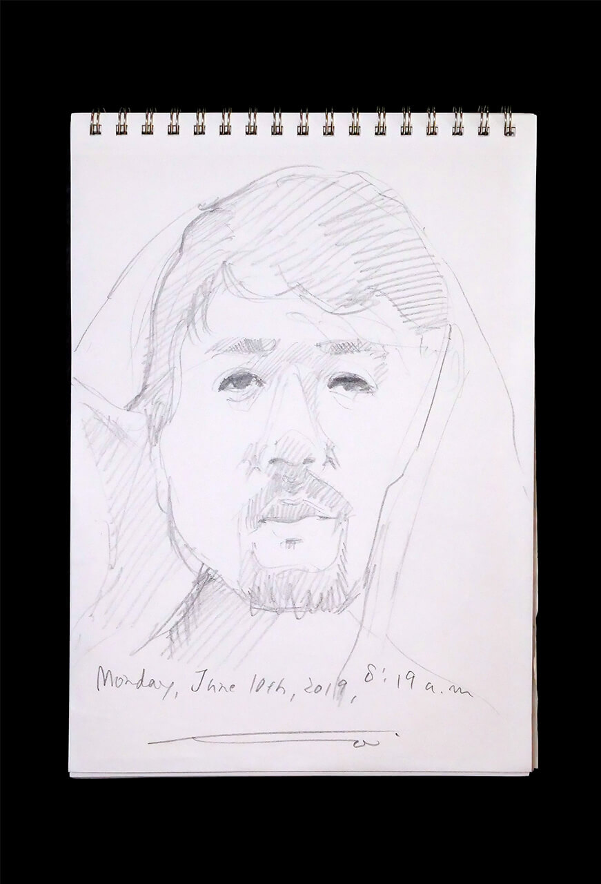 Contemporary artist SHINTAKU Tomoni's 2019/6/10 Self-portrait or pencil drawing