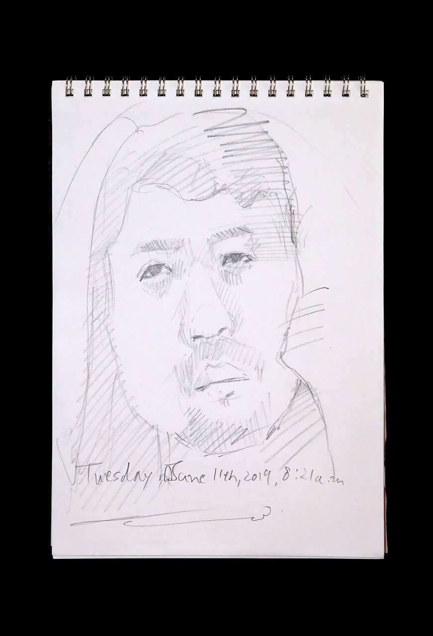 Contemporary artist SHINTAKU Tomoni's 2019/6/11 Self-portrait or pencil drawing