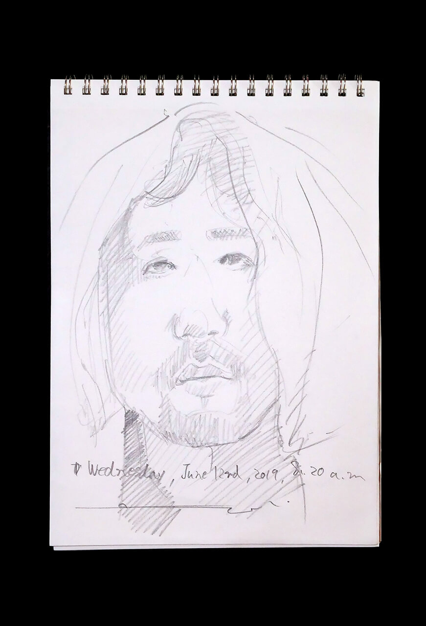 Contemporary artist SHINTAKU Tomoni's 2019/6/12 Self-portrait or pencil drawing
