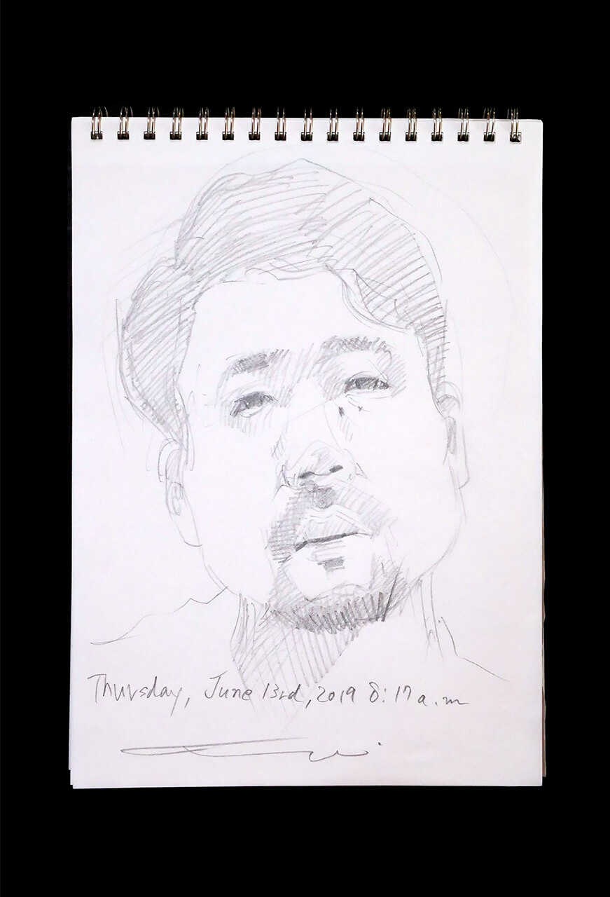 Contemporary artist SHINTAKU Tomoni's 2019/6/13 Self-portrait or pencil drawing