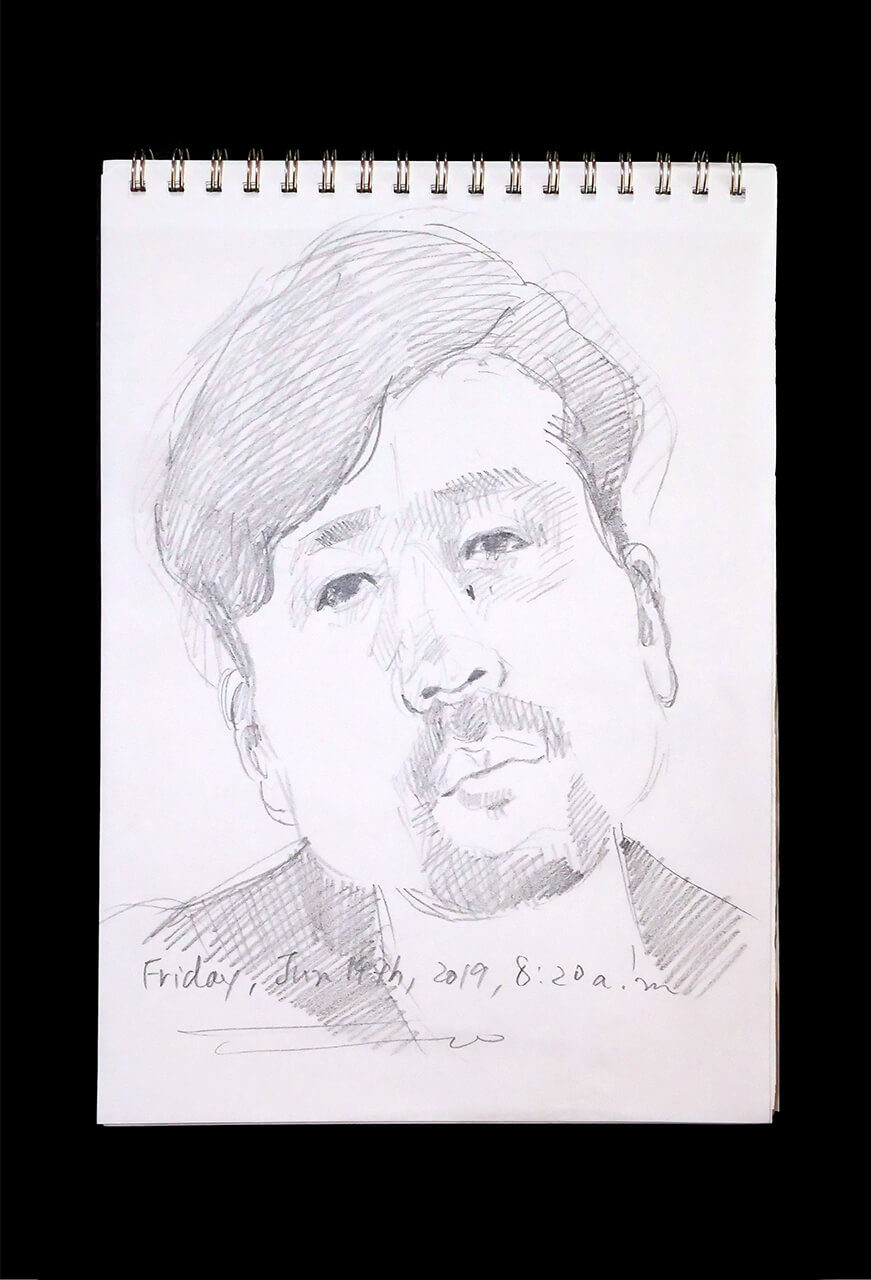 Contemporary artist SHINTAKU Tomoni's 2019/6/14 Self-portrait or pencil drawing