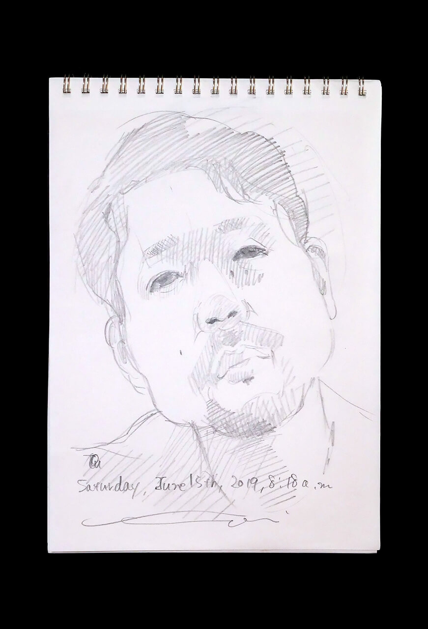 Contemporary artist SHINTAKU Tomoni's 2019/6/15 Self-portrait or pencil drawing