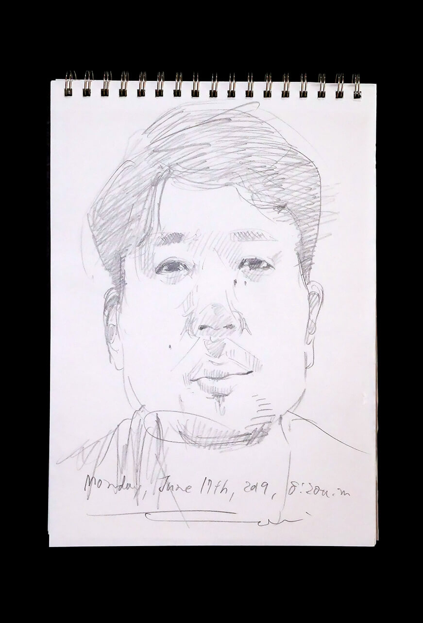 Contemporary artist SHINTAKU Tomoni's 2019/6/17 Self-portrait or pencil drawing