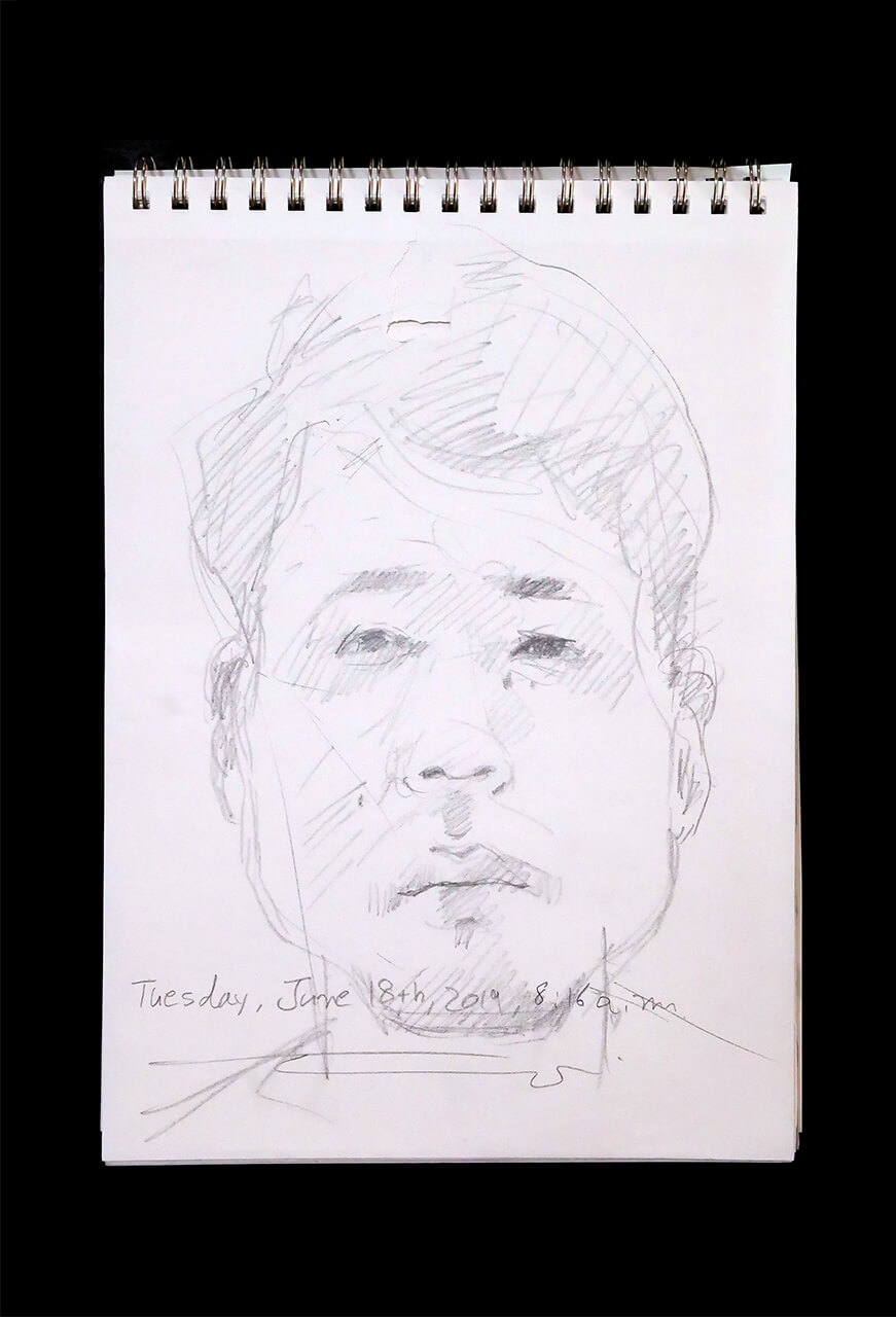 Contemporary artist SHINTAKU Tomoni's 2019/6/18 Self-portrait or pencil drawing