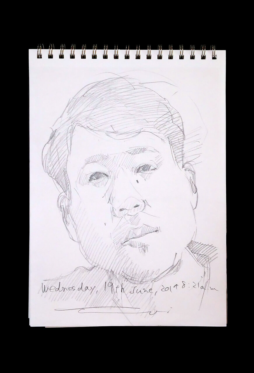 Contemporary artist SHINTAKU Tomoni's 2019/6/19 Self-portrait or pencil drawing