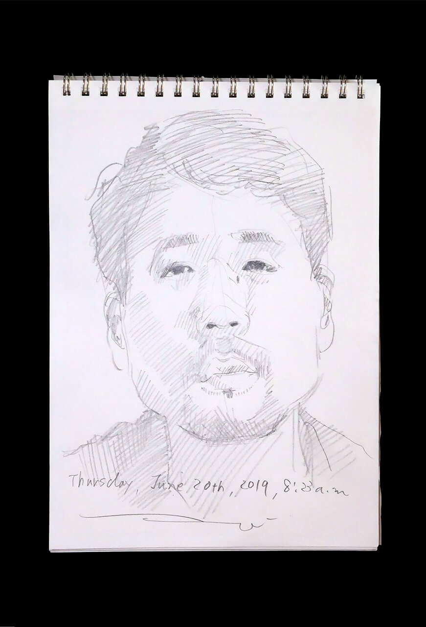 Contemporary artist SHINTAKU Tomoni's 2019/6/20 Self-portrait or pencil drawing