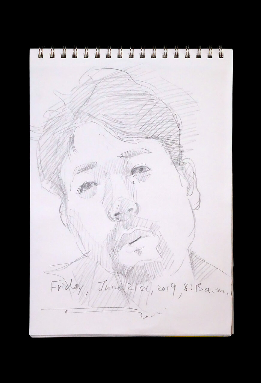 Contemporary artist SHINTAKU Tomoni's 2019/6/21 Self-portrait or pencil drawing