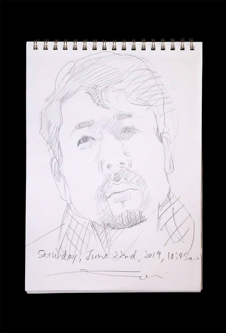 Contemporary artist SHINTAKU Tomoni's 2019/6/22 Self-portrait or pencil drawing