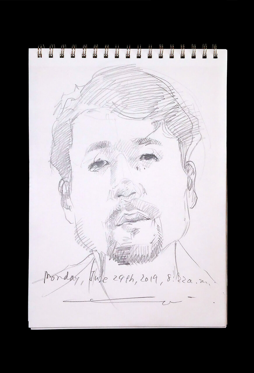 Contemporary artist SHINTAKU Tomoni's 2019/6/24 Self-portrait or pencil drawing