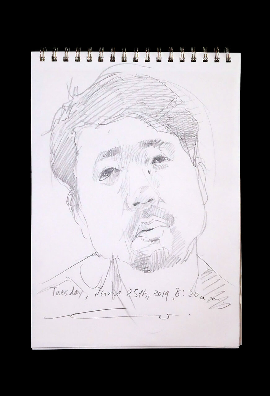 Contemporary artist SHINTAKU Tomoni's 2019/6/25 Self-portrait or pencil drawing