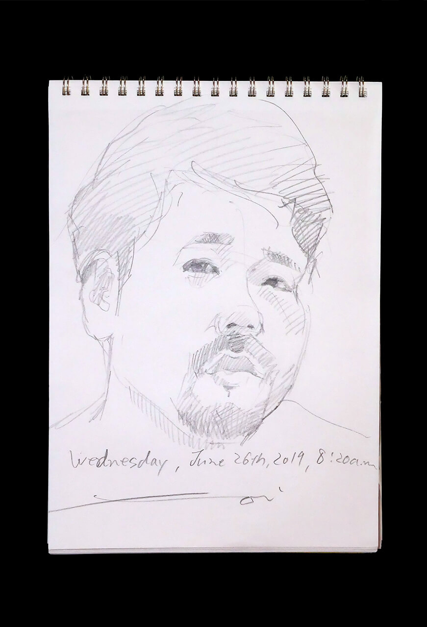 Contemporary artist SHINTAKU Tomoni's 2019/6/26 Self-portrait or pencil drawing