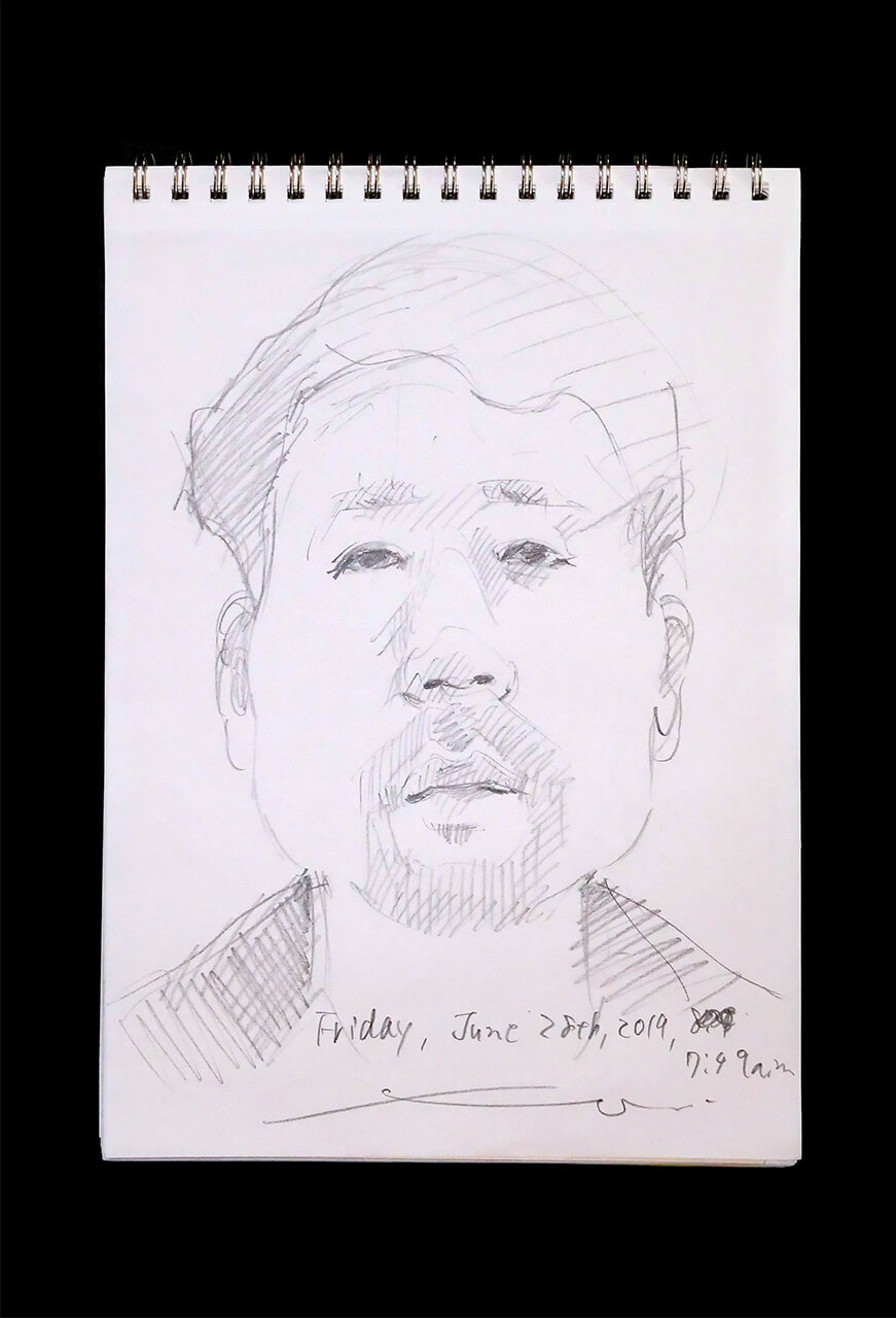 Contemporary artist SHINTAKU Tomoni's 2019/6/28 Self-portrait or pencil drawing