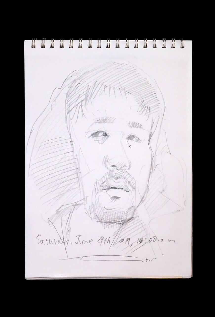 Contemporary artist SHINTAKU Tomoni's 2019/6/29 Self-portrait or pencil drawing