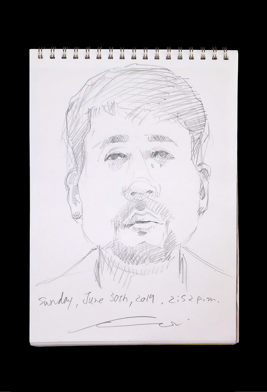 Contemporary artist SHINTAKU Tomoni's 2019/6/30 Self-portrait or pencil drawing