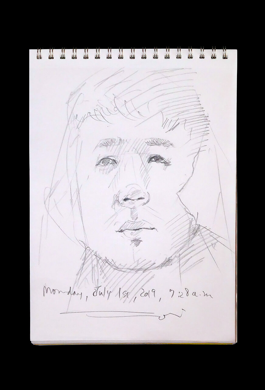 Contemporary artist SHINTAKU Tomoni's 2019/7/1 Self-portrait or pencil drawing