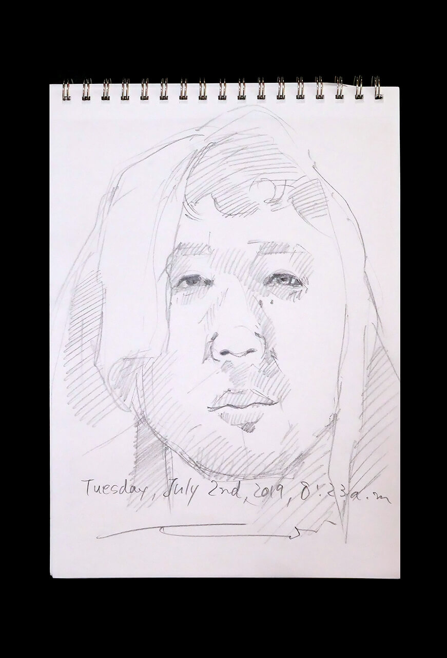 Contemporary artist SHINTAKU Tomoni's 2019/7/2 Self-portrait or pencil drawing