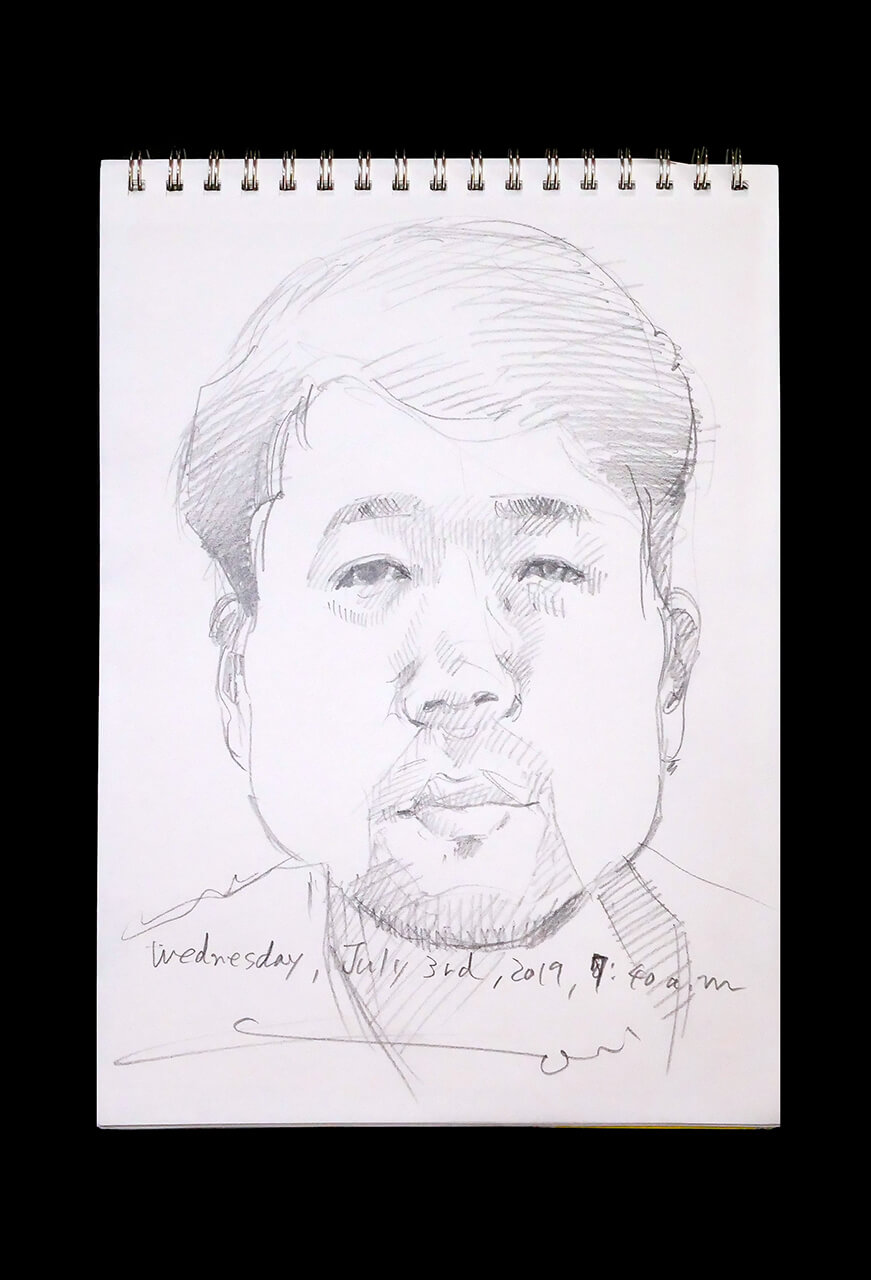 Contemporary artist SHINTAKU Tomoni's 2019/7/3 Self-portrait or pencil drawing