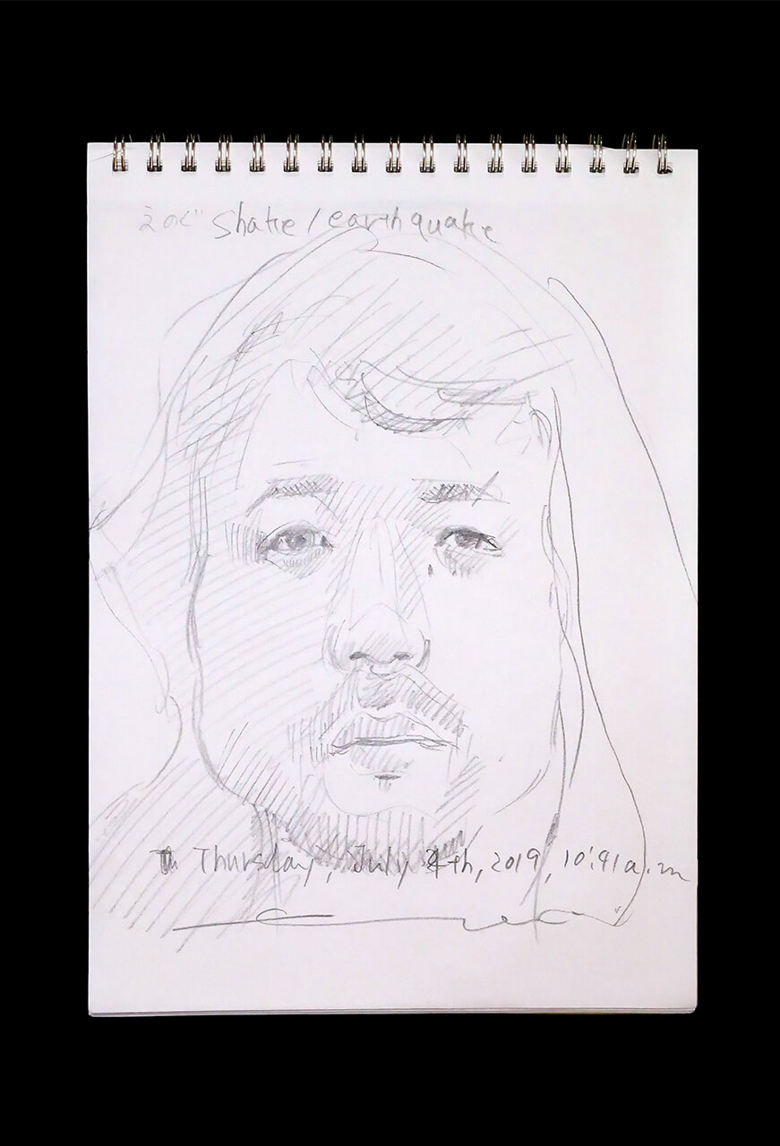 Contemporary artist SHINTAKU Tomoni's 2019/7/4 Self-portrait or pencil drawing