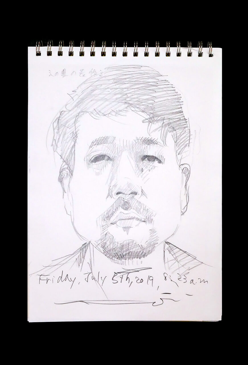 Contemporary artist SHINTAKU Tomoni's 2019/7/5 Self-portrait or pencil drawing