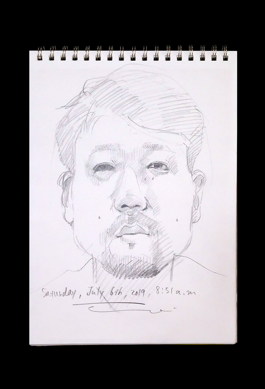 Contemporary artist SHINTAKU Tomoni's 2019/7/6 Self-portrait or pencil drawing
