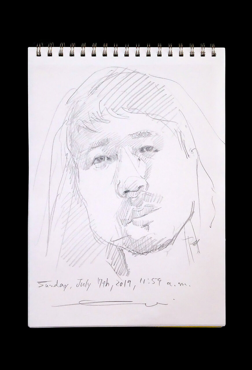 Contemporary artist SHINTAKU Tomoni's 2019/7/7 Self-portrait or pencil drawing