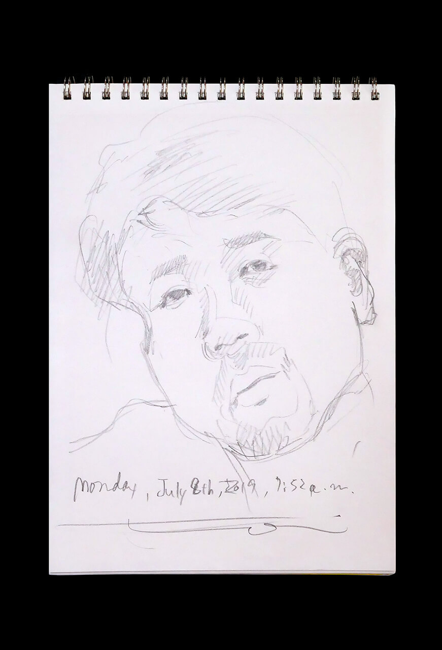 Contemporary artist SHINTAKU Tomoni's 2019/7/8 Self-portrait or pencil drawing