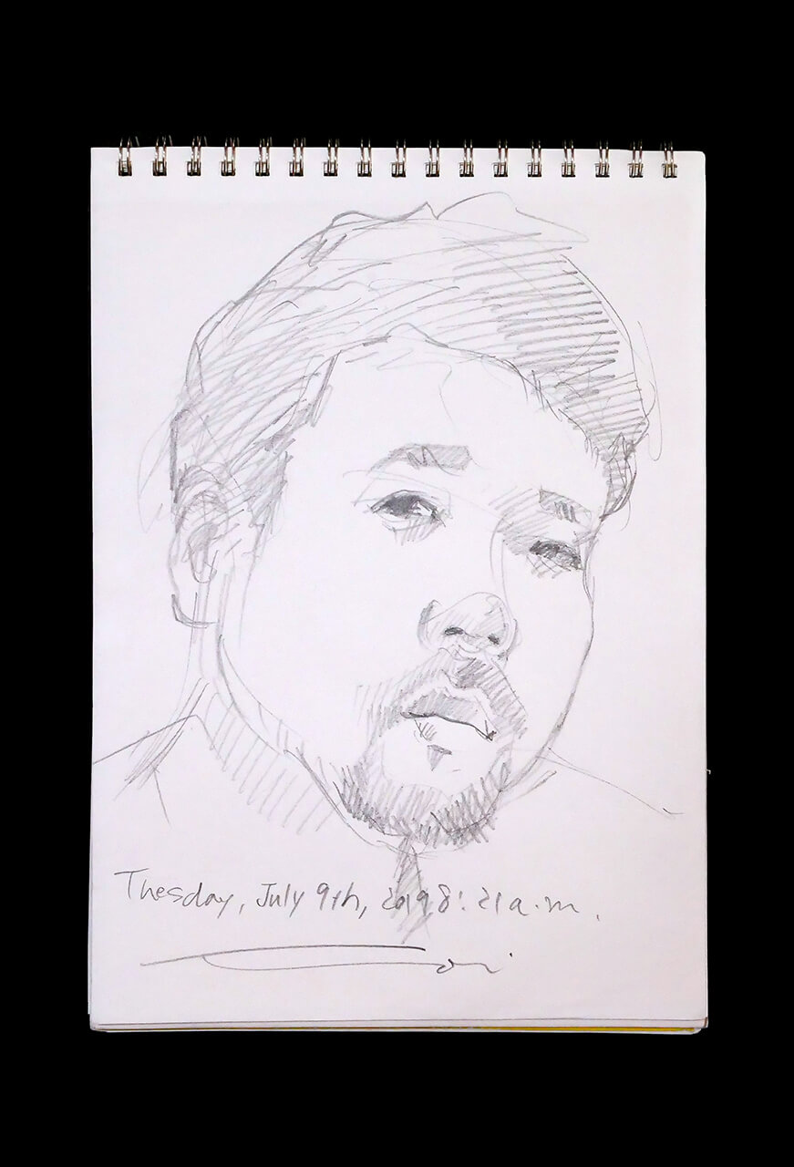 Contemporary artist SHINTAKU Tomoni's 2019/7/9 Self-portrait or pencil drawing