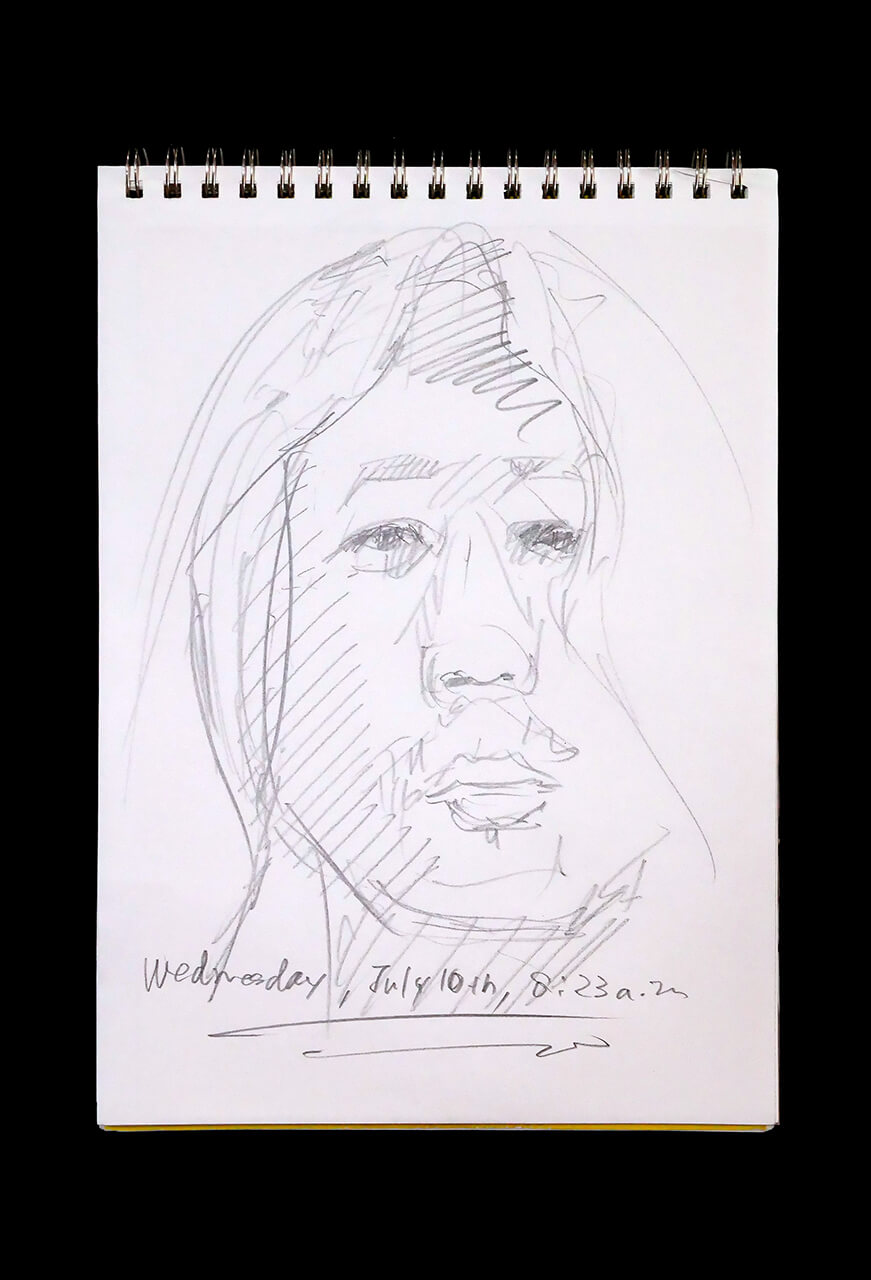 Contemporary artist SHINTAKU Tomoni's 2019/7/10 Self-portrait or pencil drawing