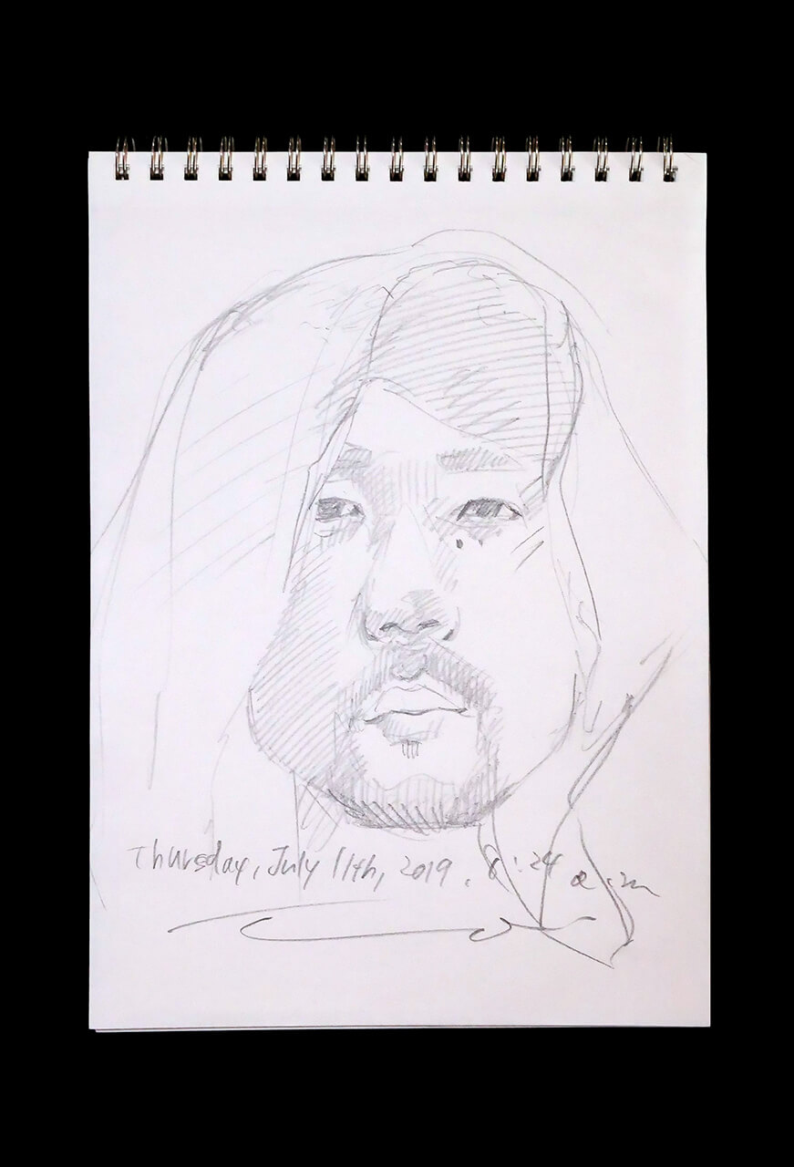 Contemporary artist SHINTAKU Tomoni's 2019/7/11 Self-portrait or pencil drawing