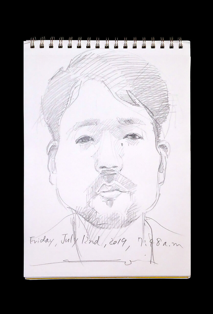 Contemporary artist SHINTAKU Tomoni's 2019/7/12 Self-portrait or pencil drawing
