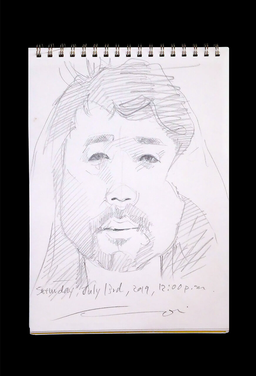 Contemporary artist SHINTAKU Tomoni's 2019/7/13 Self-portrait or pencil drawing