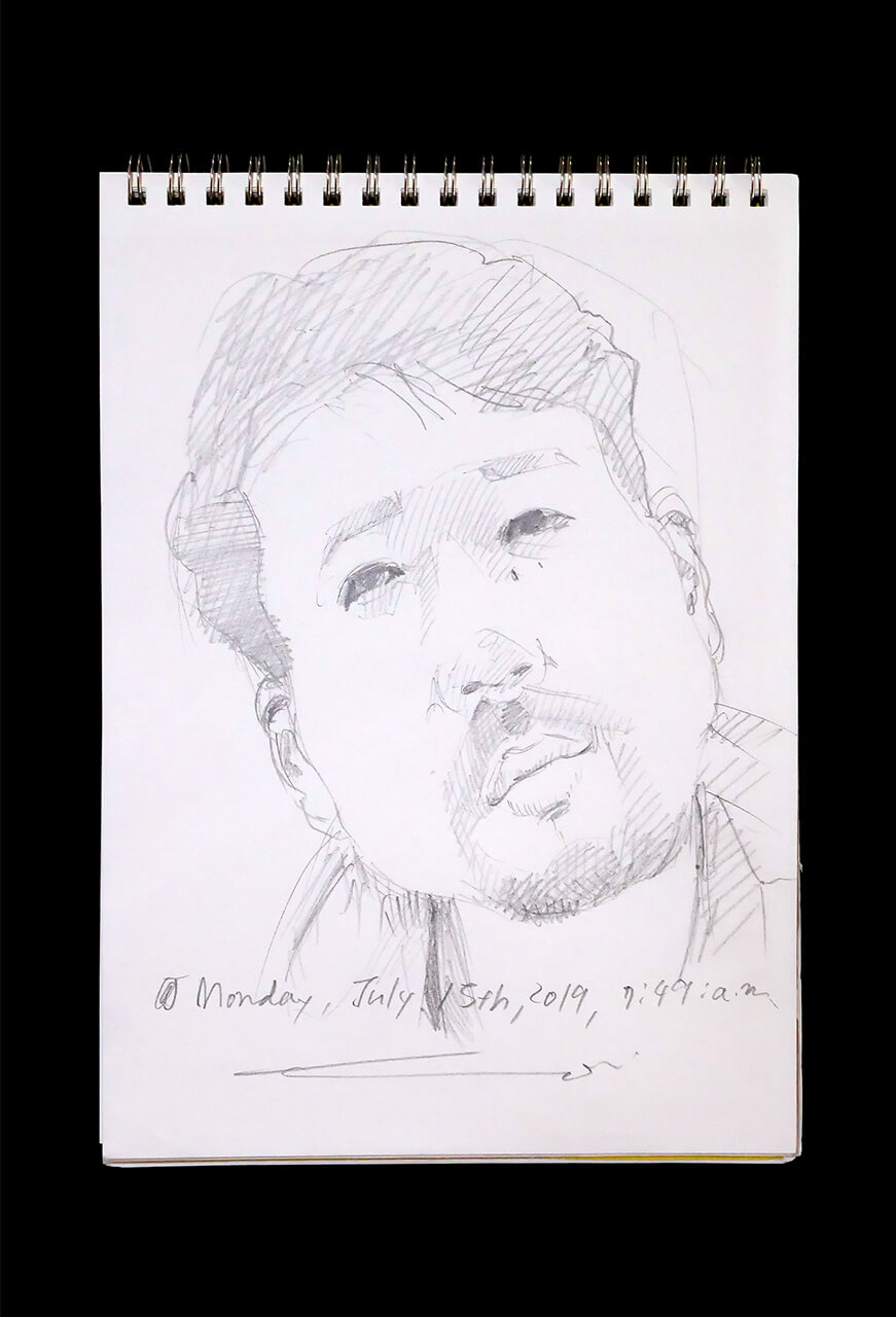 Contemporary artist SHINTAKU Tomoni's 2019/7/15 Self-portrait or pencil drawing