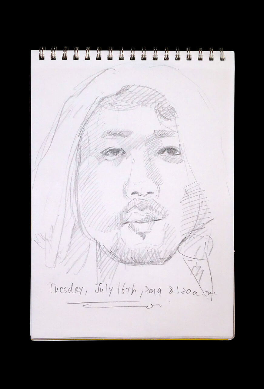 Contemporary artist SHINTAKU Tomoni's 2019/7/16 Self-portrait or pencil drawing