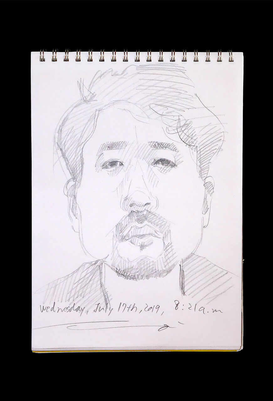 Contemporary artist SHINTAKU Tomoni's 2019/7/17 Self-portrait or pencil drawing