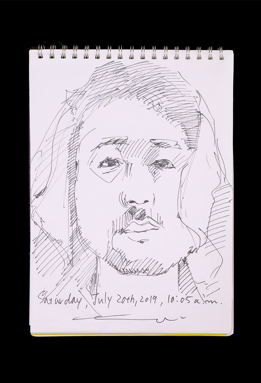Contemporary artist SHINTAKU Tomoni's 2019/7/20 Self-portrait or pencil drawing