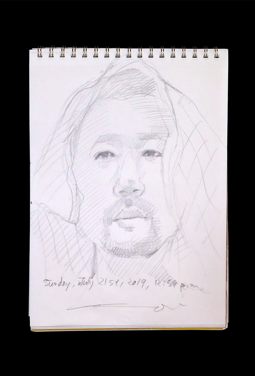 Contemporary artist SHINTAKU Tomoni's 2019/7/21 Self-portrait or pencil drawing