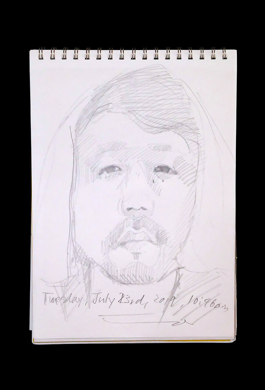 Contemporary artist SHINTAKU Tomoni's 2019/7/23 Self-portrait or pencil drawing