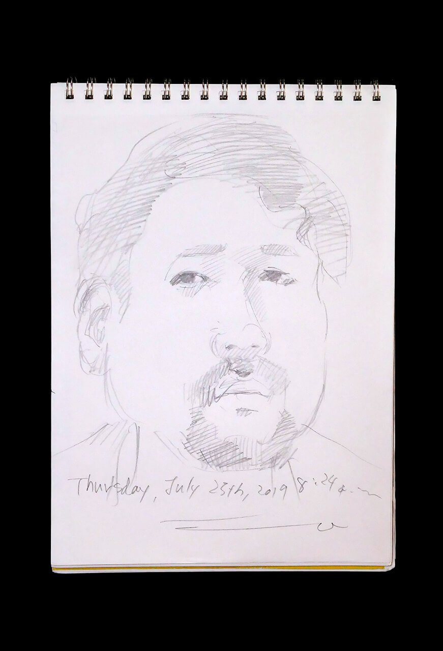 Contemporary artist SHINTAKU Tomoni's 2019/7/25 Self-portrait or pencil drawing