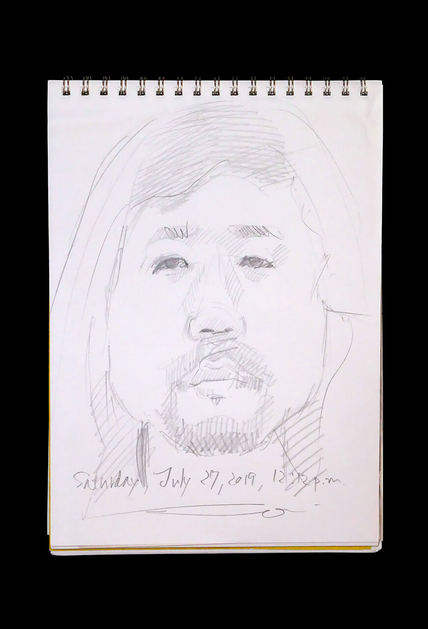 Contemporary artist SHINTAKU Tomoni's 2019/7/27 Self-portrait or pencil drawing