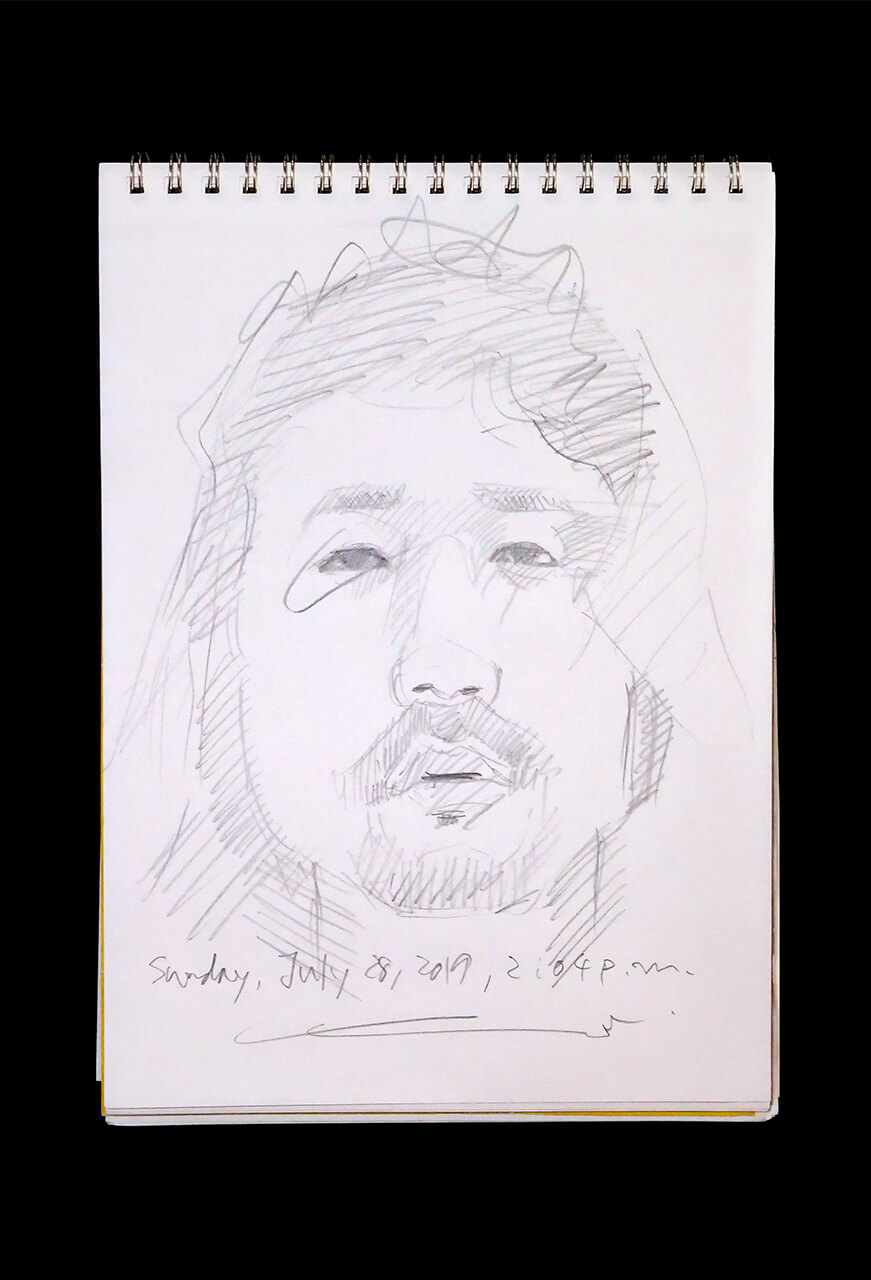 Contemporary artist SHINTAKU Tomoni's 2019/7/28 Self-portrait or pencil drawing