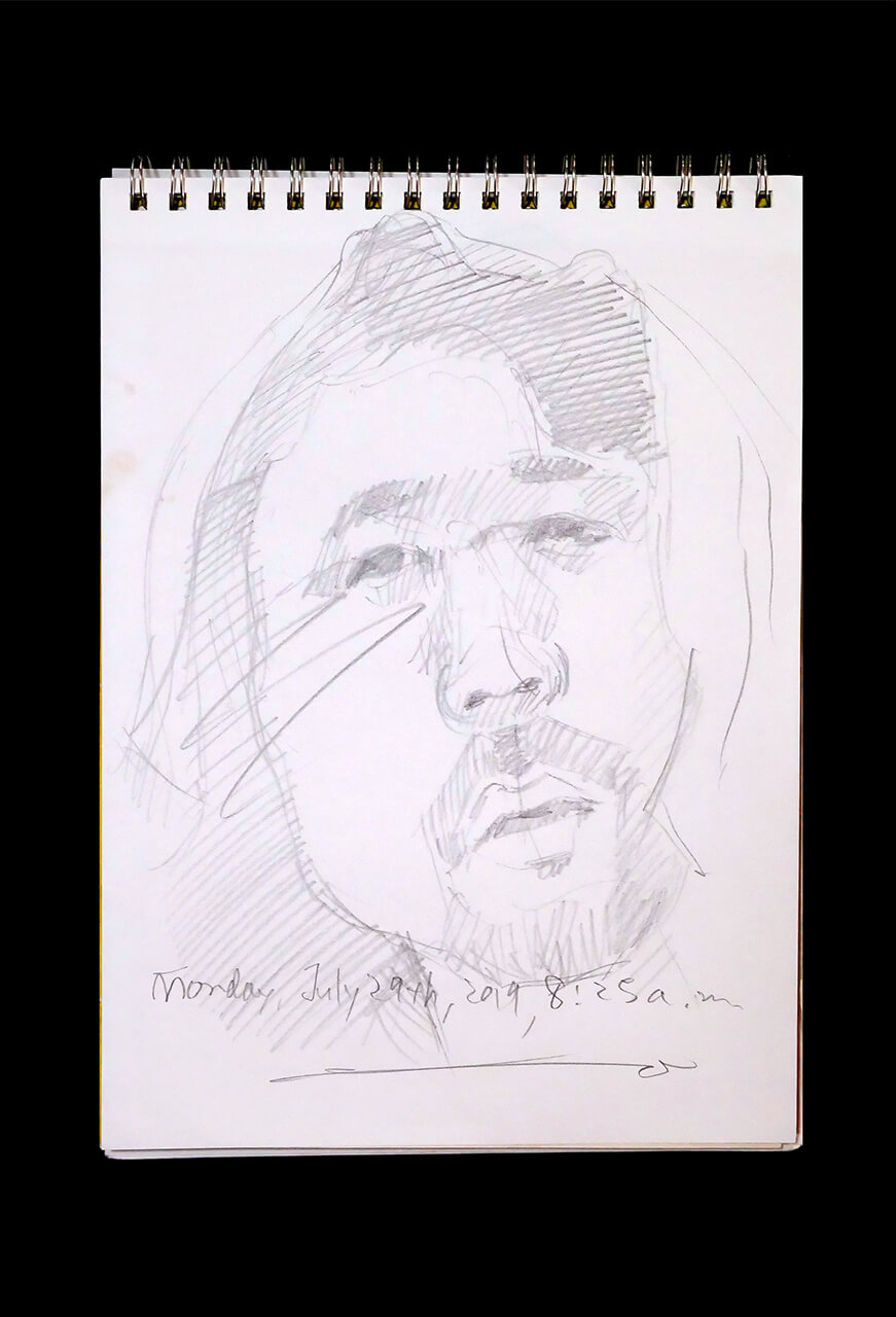 Contemporary artist SHINTAKU Tomoni's 2019/7/29 Self-portrait or pencil drawing