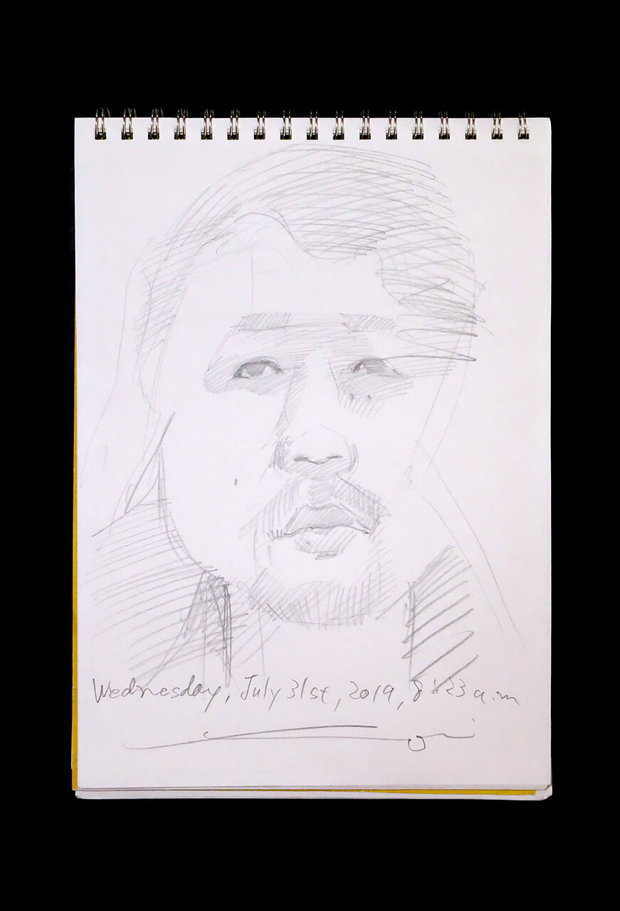 Contemporary artist SHINTAKU Tomoni's 2019/7/31 Self-portrait or pencil drawing