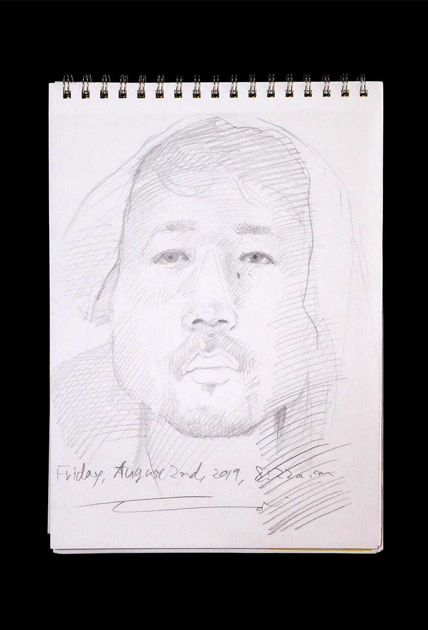 Contemporary artist SHINTAKU Tomoni's 2019/8/2 Self-portrait or pencil drawing