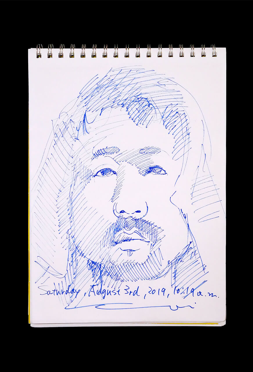 Contemporary artist SHINTAKU Tomoni's 2019/8/3 Self-portrait or pencil drawing