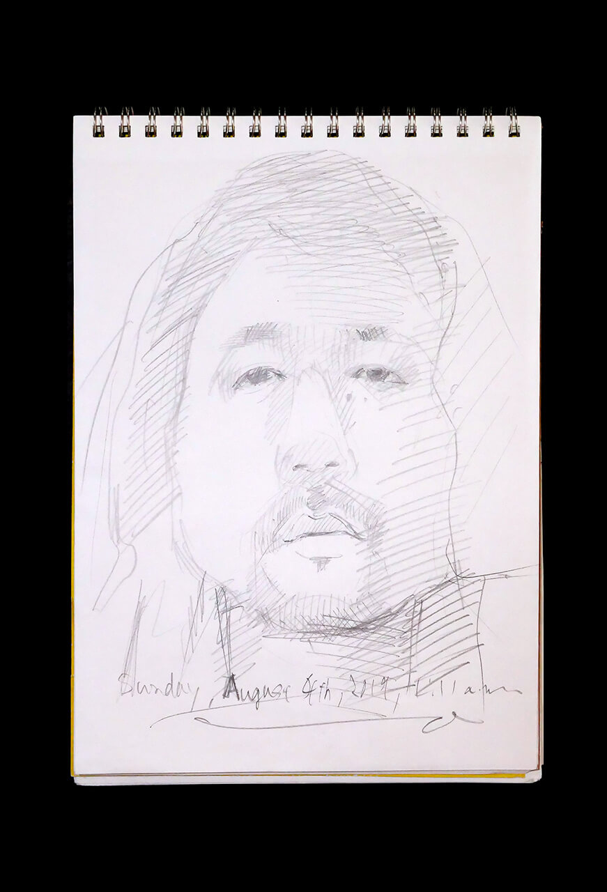 Contemporary artist SHINTAKU Tomoni's 2019/8/4 Self-portrait or pencil drawing