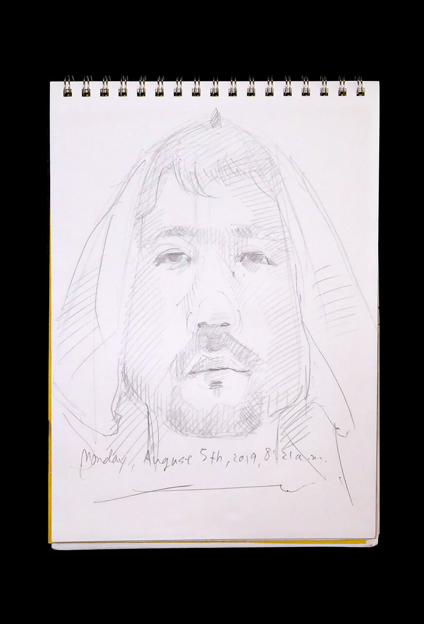 Contemporary artist SHINTAKU Tomoni's 2019/8/5 Self-portrait or pencil drawing