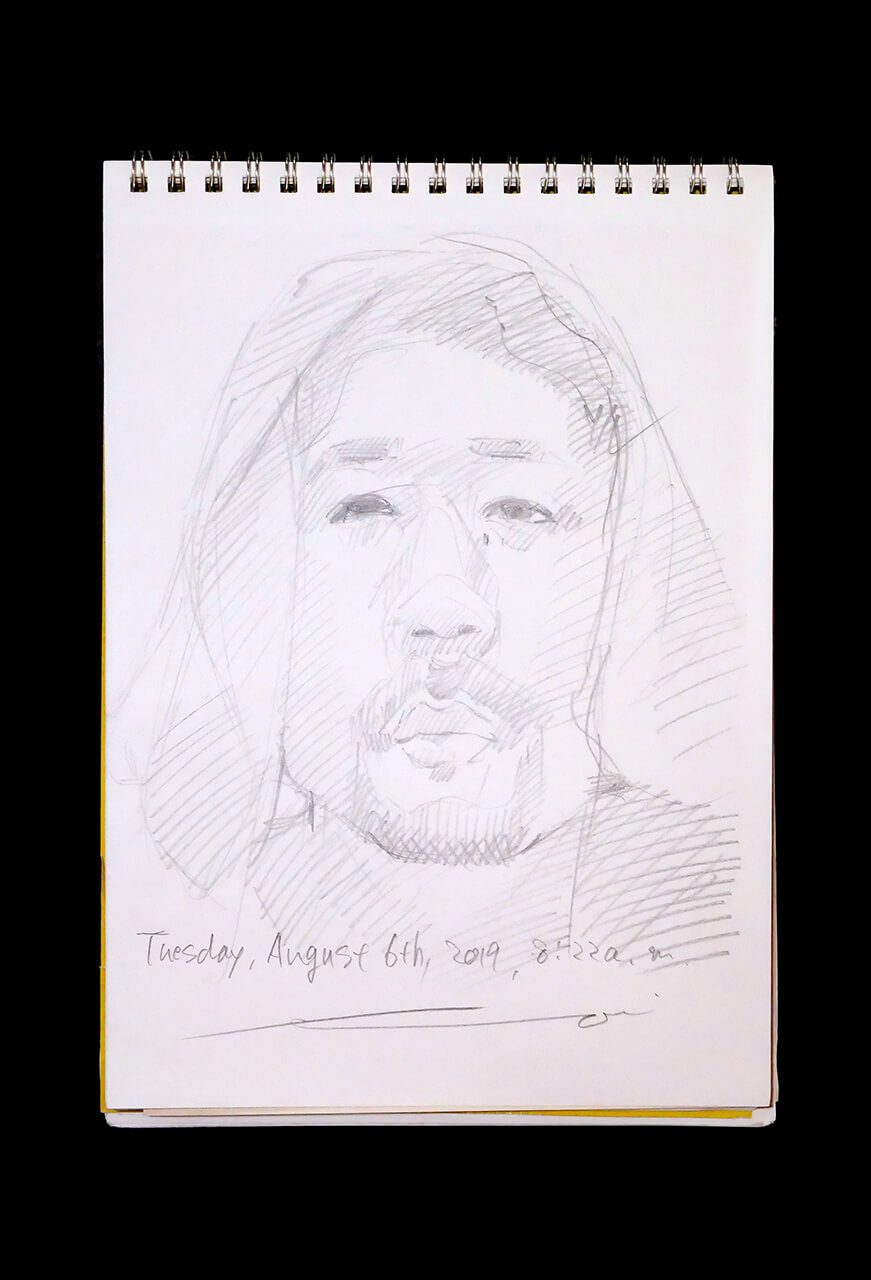 Contemporary artist SHINTAKU Tomoni's 2019/8/6 Self-portrait or pencil drawing