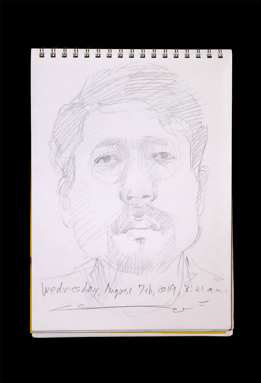 Contemporary artist SHINTAKU Tomoni's 2019/8/7 Self-portrait or pencil drawing